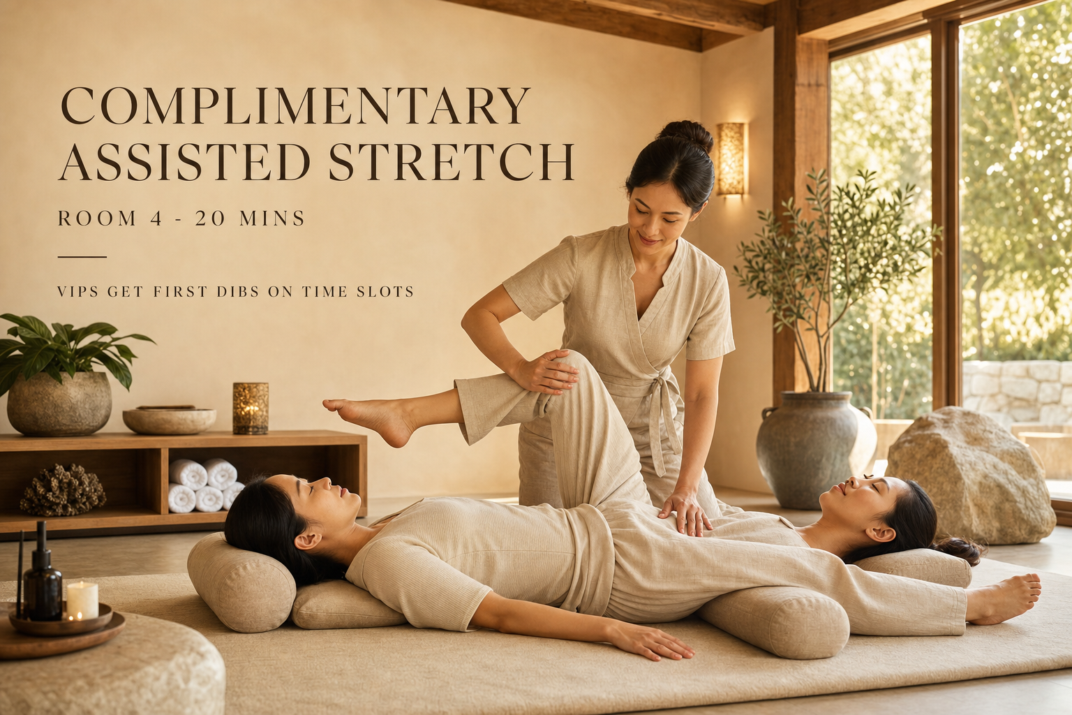 Complimentary assisted stretch — 20 mins